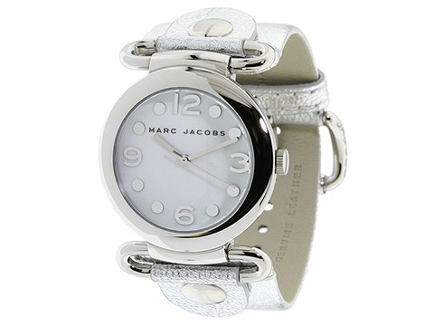 marc jacobs stainless steel quartz watch leather strap